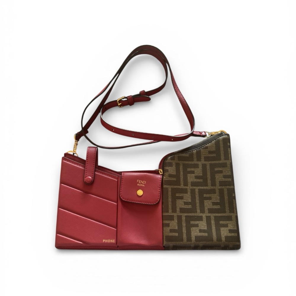 Authentic Fendi Red and Brown Crossbody Bag purchased in Florence Italy